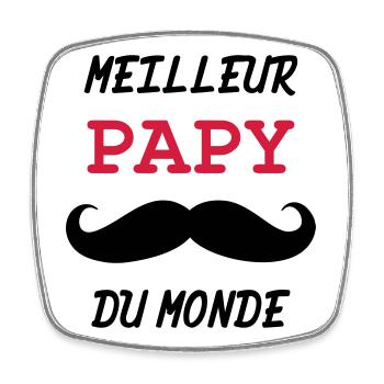 Papy - Famille - Bébé - Naissance - Enfant - Magnet carré - blanc - Devant