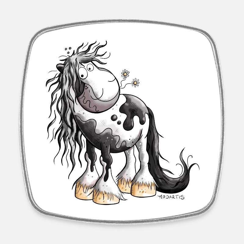 Funny Pinto Horse - Square fridge magnet - white