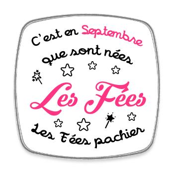 Fée / Fille / Reine / Naissance / Bébé / Septembre - Square fridge magnet - white - Front