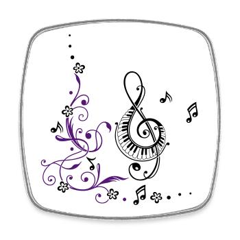 Clef with music notes and floral elements - Square fridge magnet - white - Front