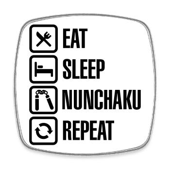 Eat Sleep Nunchaku Repeat - Viereckiger Kühlschrankmagnet - Weiß - Vorne