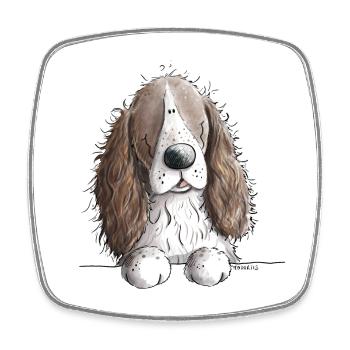 Englischer Springer Spaniel I Comic Hund Geschenk - Viereckiger Kühlschrankmagnet - Weiß - Vorne