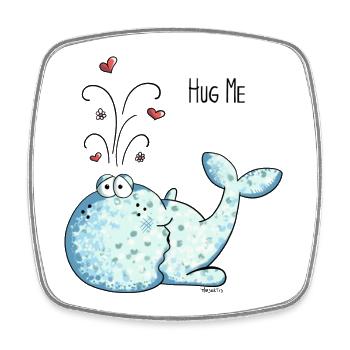 Hug Me Whale - Heart - Love - Gift - Square fridge magnet - white - Front