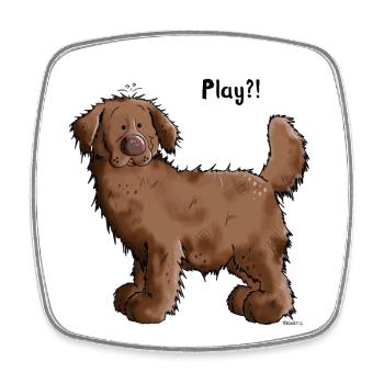Play Neufundländer - Viereckiger Kühlschrankmagnet - Weiß - Vorne