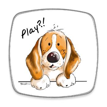 Süßer Beagle - Hund - Hunde - Dog - Comic - Viereckiger Kühlschrankmagnet - Weiß - Vorne