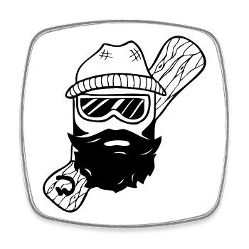 Bordure en bois barbue cool pour chemises et sweats à capuche - Magnet carré - blanc - Devant