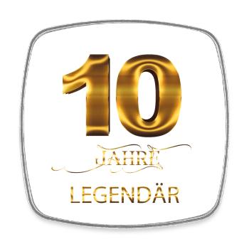 10 Jahre Legendär - Viereckiger Kühlschrankmagnet - Weiß - Vorne