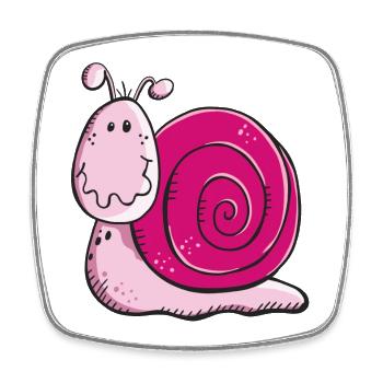 Schnecki Schnecke - Schnecken - Weinbergschnecke - Viereckiger Kühlschrankmagnet - Weiß - Vorne