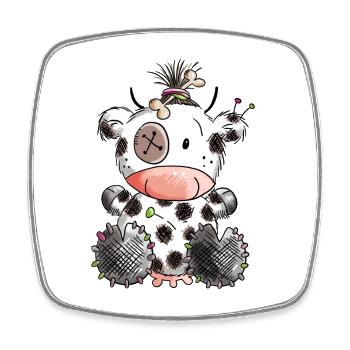 Voodoo Kuh - Kühe - Rind - Rindvieh - Kalb - Tier - Viereckiger Kühlschrankmagnet - Weiß - Vorne