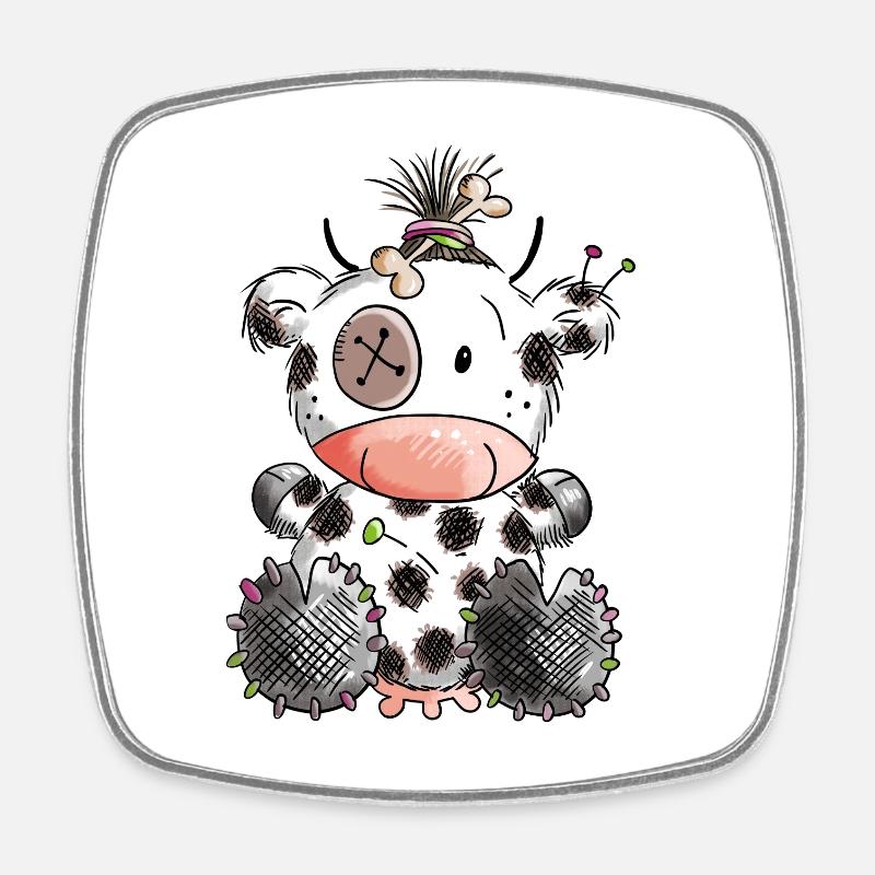 Voodoo Cow - Cows - Gift - Cartoon - Doll - Square fridge magnet - white