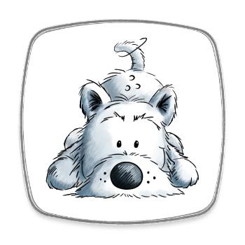 Westie - West Highland White Terrier - Chien - Magnet carré - blanc - Devant
