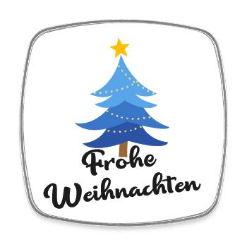 Frohe Weihnachten Blauer Weihnachtsbaum Christbaum - Viereckiger Kühlschrankmagnet - Weiß - Vorne