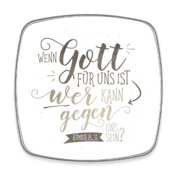 Wenn Gott Für Uns Ist - Viereckiger Kühlschrankmagnet - Weiß - Vorne