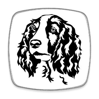 Welsh Springer Spaniel head - Square fridge magnet - white - Front