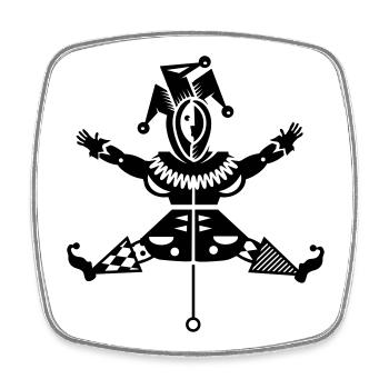 Jumping jack with jester hat - Square fridge magnet - white - Front