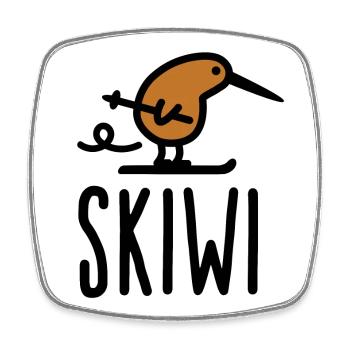 Skiwi Kiwi Vogel Neuseeland Skifahren cartoon - Viereckiger Kühlschrankmagnet - Weiß - Vorne