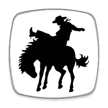 Design mit Cowboy und Pferd - Viereckiger Kühlschrankmagnet - Weiß - Vorne