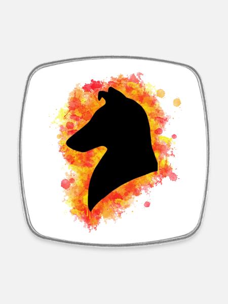 Collie shorthair red yellow - Square fridge magnet - white