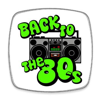 Back to the 80s Boombox Neon - Square fridge magnet - white - Front