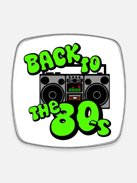 Back to the 80s Boombox Neon - Square fridge magnet - white