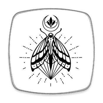 Moth moon crystal diamond firefly - Square fridge magnet - white - Front