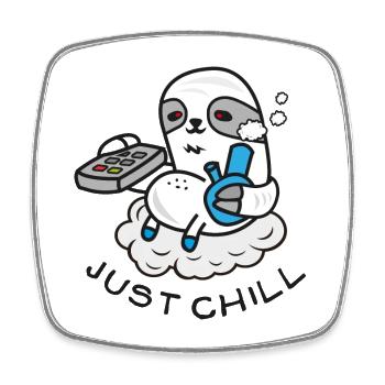 Sloth Sloth Sloth - Comic Drawing - Bong - Square fridge magnet - white - Front