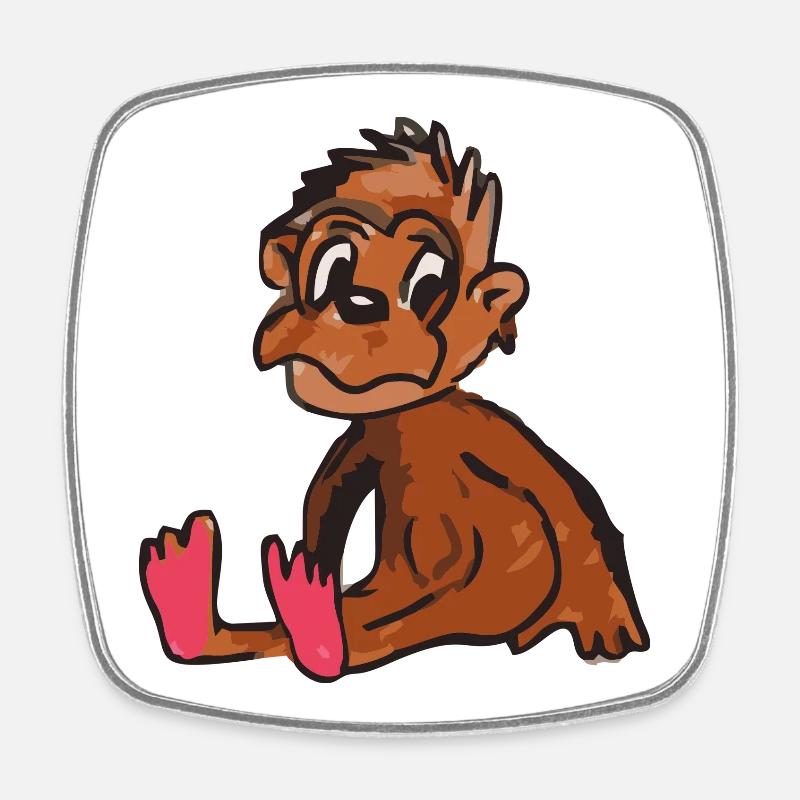 singe singe - Magnet carré - blanc