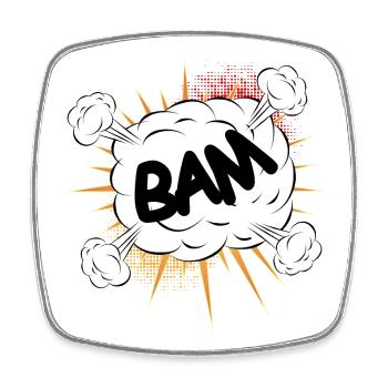 Bam comic fight cloud for your own texts & motifs - Square fridge magnet - white - Front