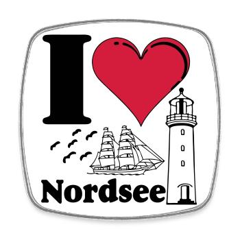 Nordsee Shirt , Fun Shirt , Küste , I love ...(25) - Viereckiger Kühlschrankmagnet - Weiß - Vorne
