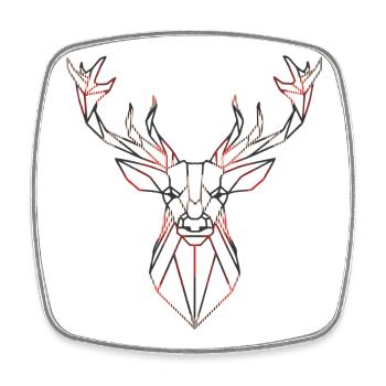 Geometric deer with red accents - Square fridge magnet - white - Front