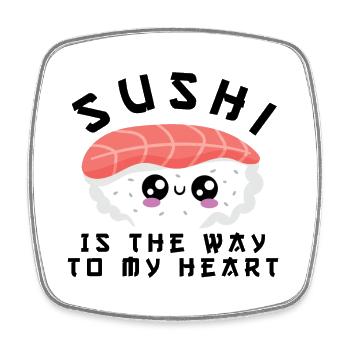 Sushi Is The Way To My Heart , Sushi lover - Square fridge magnet - white - Front