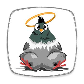 dicke taube lustig Heiligenschein comic cartoon - Viereckiger Kühlschrankmagnet - Weiß - Vorne