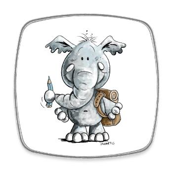 Schulkind Elefant I Einschulung Geschenk - Viereckiger Kühlschrankmagnet - Weiß - Vorne