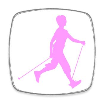 Wanderwandern mit Nordic Walking - Viereckiger Kühlschrankmagnet - Weiß - Vorne