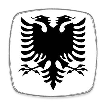 Drapeau de l’Albanie - Magnet carré - blanc - Devant