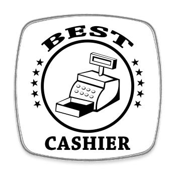 Best Cashier - Magnet carré - blanc - Devant