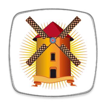 golden windmill with a shining background - Square fridge magnet - white - Front