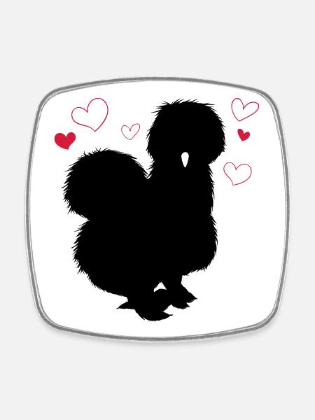 Poule en soie - Magnet carré - blanc