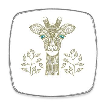 Mystical Magic Zoo with Golden Giraffe - Square fridge magnet - white - Front