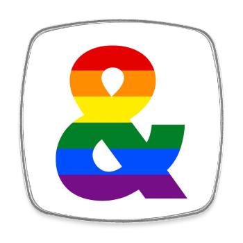 Pride Rainbow Ampersand - Square fridge magnet - white - Front