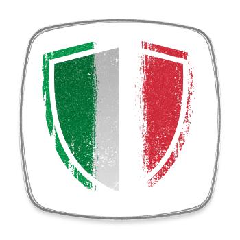 Italienische Schild-Bürsteflagge - Viereckiger Kühlschrankmagnet - Weiß - Vorne