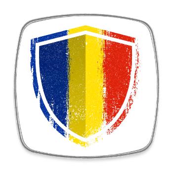 Beschädigtes blaues Gelbes Rotes Schild - Viereckiger Kühlschrankmagnet - Weiß - Vorne