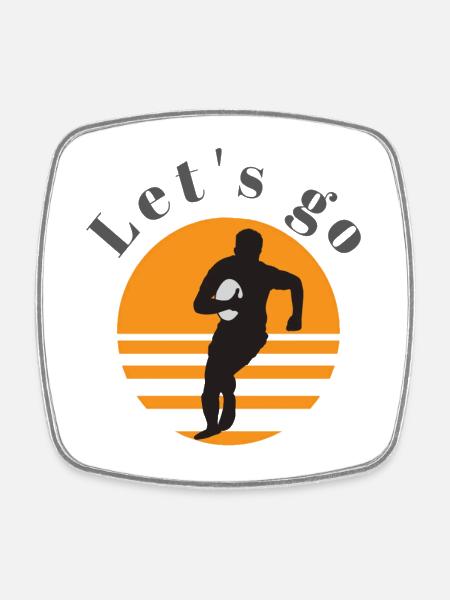 rugby - Square fridge magnet - white
