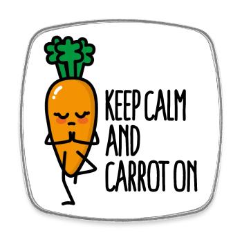 Keep calm and carrot on lustige Yoga Vegan Karotte - Viereckiger Kühlschrankmagnet - Weiß - Vorne