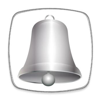 large silver-colored church bell or bells - Square fridge magnet - white - Front