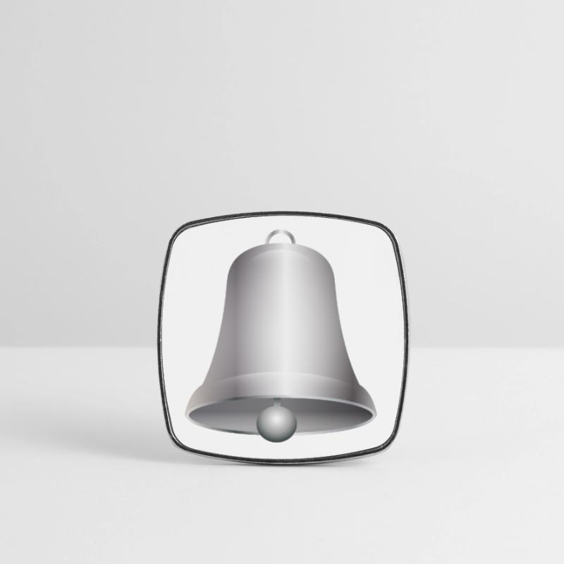 große silberfarbene Kirchen Glocke oder Glöckchen Viereckiger Kühlschrankmagnet