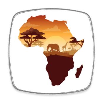 African Safari Map - Square fridge magnet - white - Front