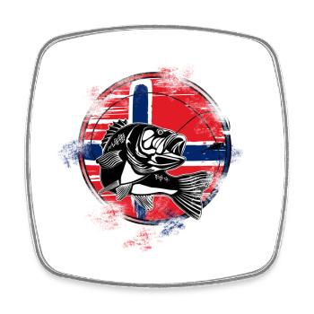 Pêche en Norvège - Magnet carré - blanc - Devant