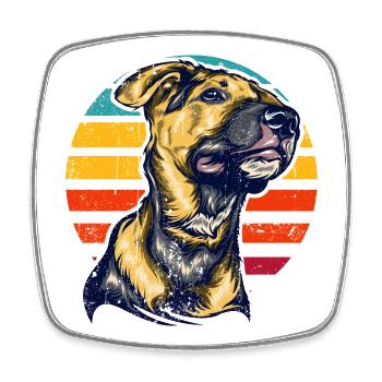 Sunset Hound Porträt - Viereckiger Kühlschrankmagnet - Weiß - Vorne