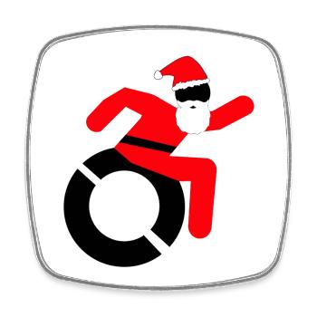 Der Weihnachtsmann im Rollstuhl, extra zu Weihnachten # - Viereckiger Kühlschrankmagnet - Weiß - Vorne